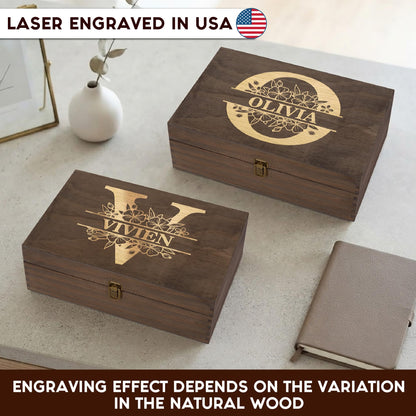Personalized Wooden Keepsake Box, Custom Engraved Memory Box with Lid