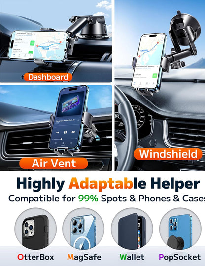 Qifutan Dash Mounted Holders Phone Holders for Your Car Phone Mount for Car Windshield Dashboard Air Vent Universal Pads Mats Mounts Hands Free Automobile Cell Phone Holder Fit for iPhone Smartphone