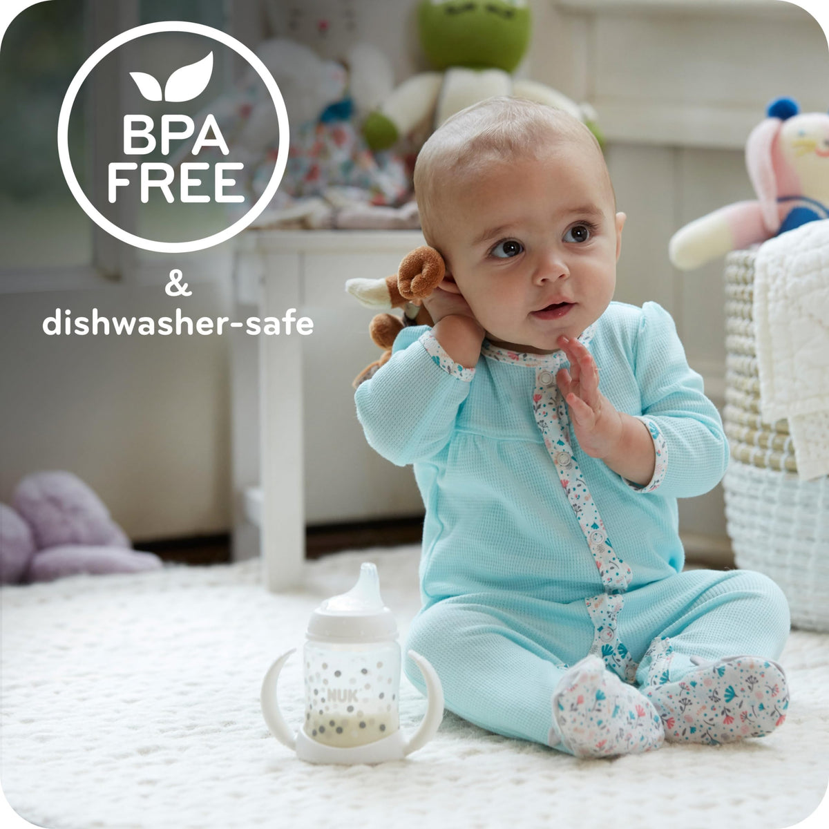 NUK Learner Cup, Ms. Rachel, 10 oz, 8+ Months, 2 pack – Soft Spout, Easy-Grip Handles, BPA Free, Spill Proof Transition Sippy Cup