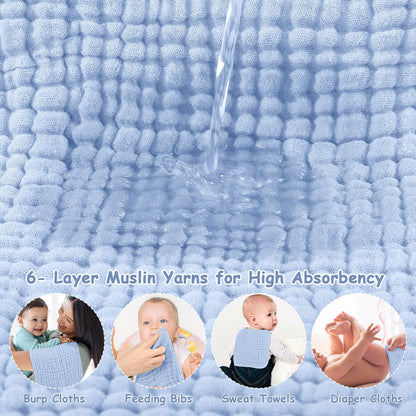 Looxii Muslin Baby Burp Cloths, Absorbent Brup Rags 6 Pack Set for Baby