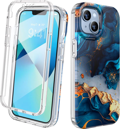 Diaclara Designed for iPhone 15 Plus Case 6.7 Inch, Full-Body Clear Bumper Cases w/Built-in Screen Protector, 360 Protective Rugged Case + Glass Camera Lens Protector,Mint Green