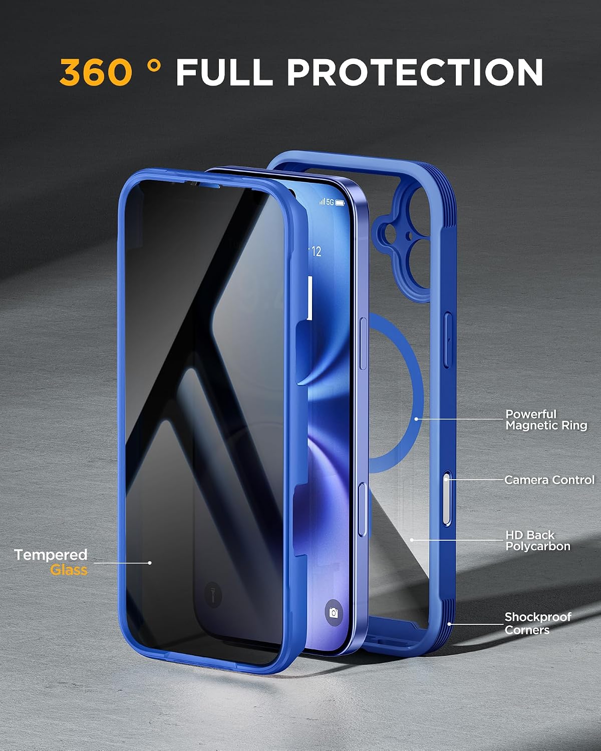 Miracase for iPhone 17 Pro Privacy Series Case, Magsafe, Deep Blue
