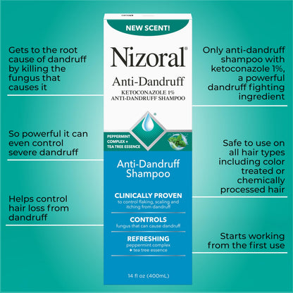 Nizoral Anti-Dandruff Shampoo with 1% Ketoconazole, Fresh Scent, 14 Fl Oz