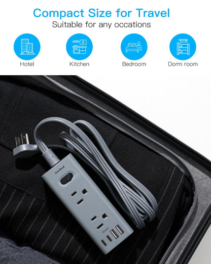 One Beat 5Ft Extension Cord with Multiple Outlets,Flat Plug Power Strip