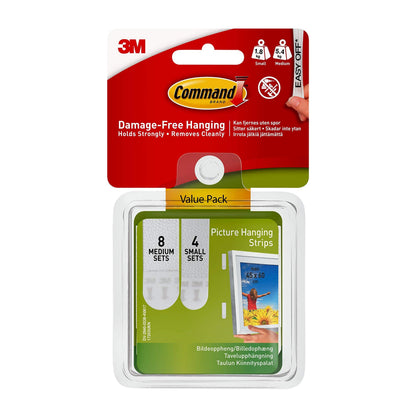 Command Picture Hanging Strips, Value Pack - 8 Large, 6 Medium, 4 Small Pairs | Damage-Free Hanging for Photos, Frames, Mirrors, Wall Décor and Signs
