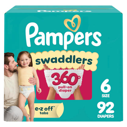 Pampers Diapers - Swaddlers 360° - Size 5, 116 Count, up to 100% Leakproof Comfy Dry Fit, Designed for Easy Changes, Pull On Baby Diaper