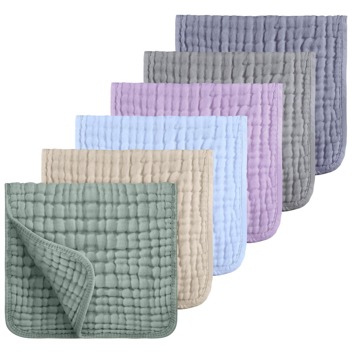 Looxii Muslin Baby Burp Cloths, Absorbent Brup Rags 6 Pack Set for Baby