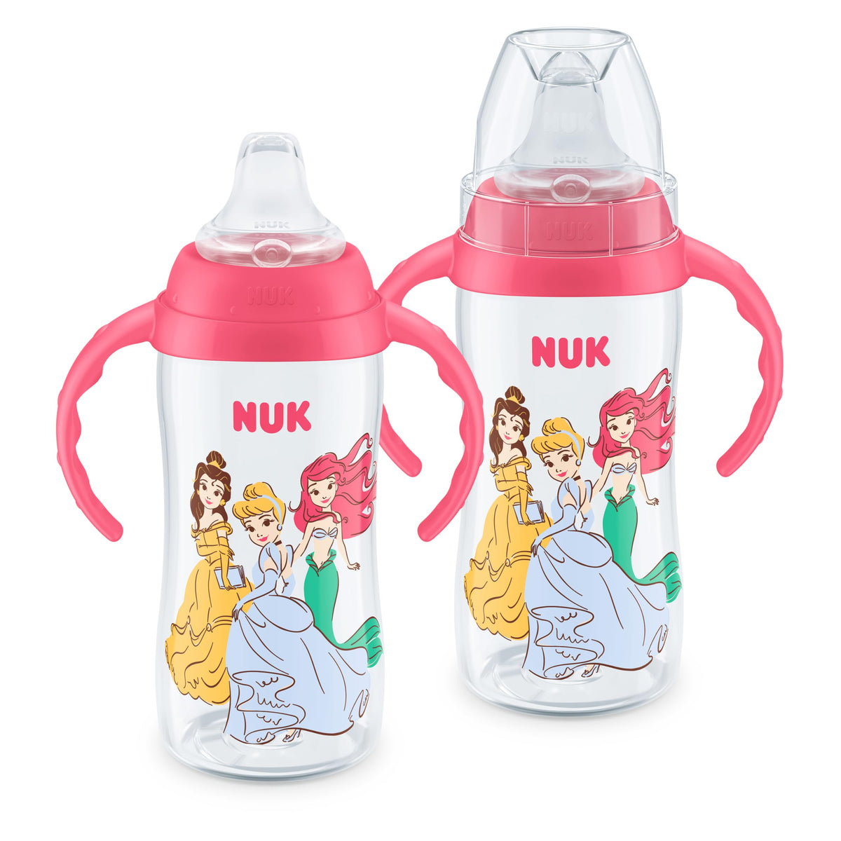 NUK Learner Cup, Ms. Rachel, 10 oz, 8+ Months, 2 pack – Soft Spout, Easy-Grip Handles, BPA Free, Spill Proof Transition Sippy Cup