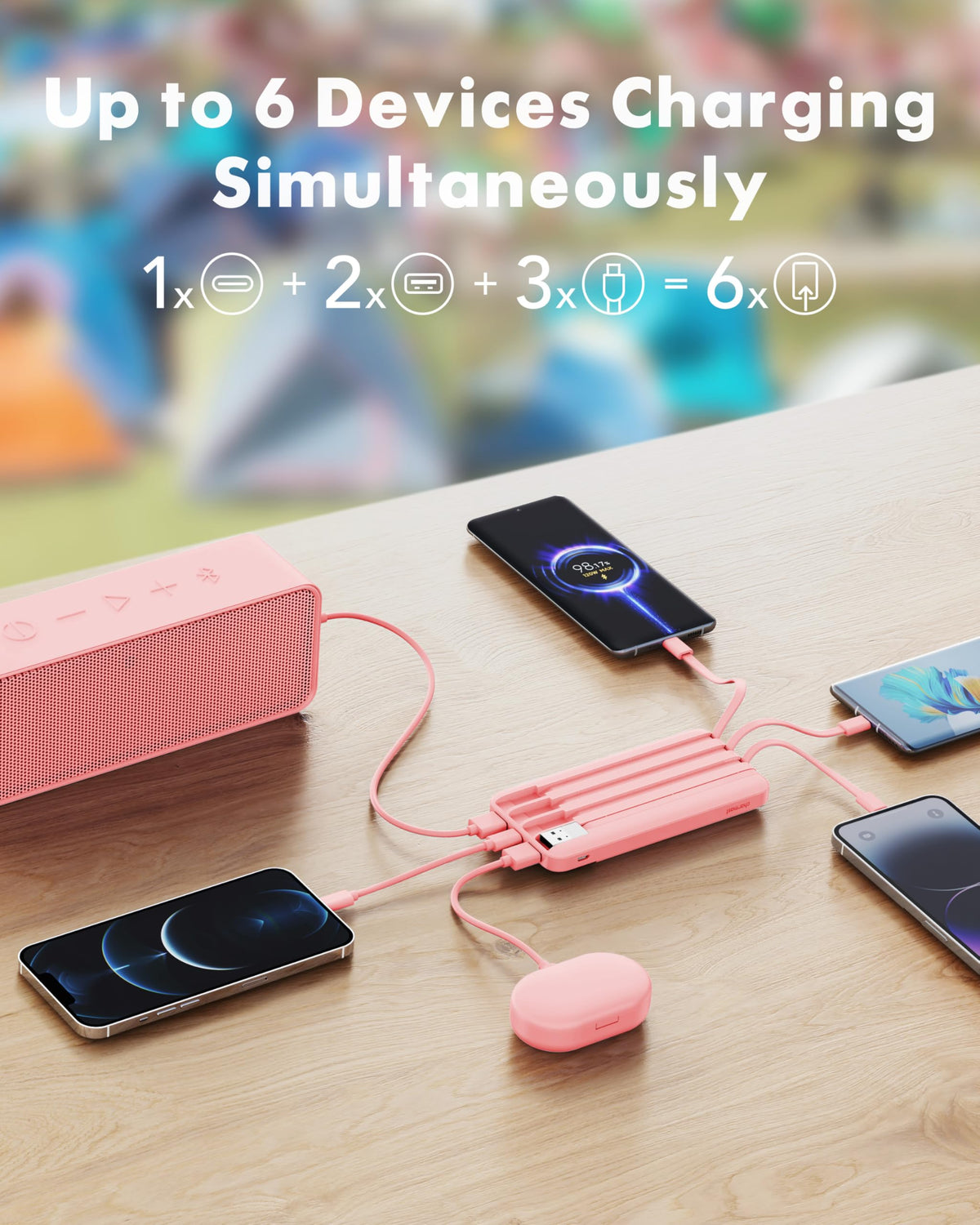 charmast Portable Charger Power Bank with Reinforced Built-in 4 Cables