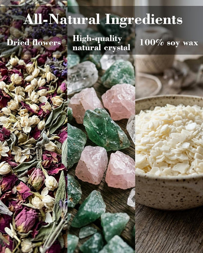 Healing Energy Candle, Negative Energy Cleansing,Soy Aromatherapy, Handmade Crystal Candle for Soothing.(Healing)