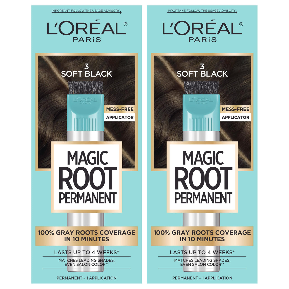 L'Oreal Paris Magic Root Permanent Hair Color Kit, 100% Gray Hair Coverage In Just 10 Minutes, Precision Brush Applicator for Seamless Application, 4 Dark Brown (1 Count)