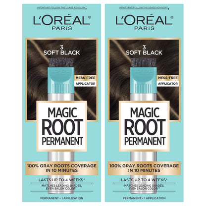 L'Oreal Paris Magic Root Permanent Hair Color Kit, 100% Gray Hair Coverage In Just 10 Minutes, Precision Brush Applicator for Seamless Application, 4 Dark Brown (1 Count)