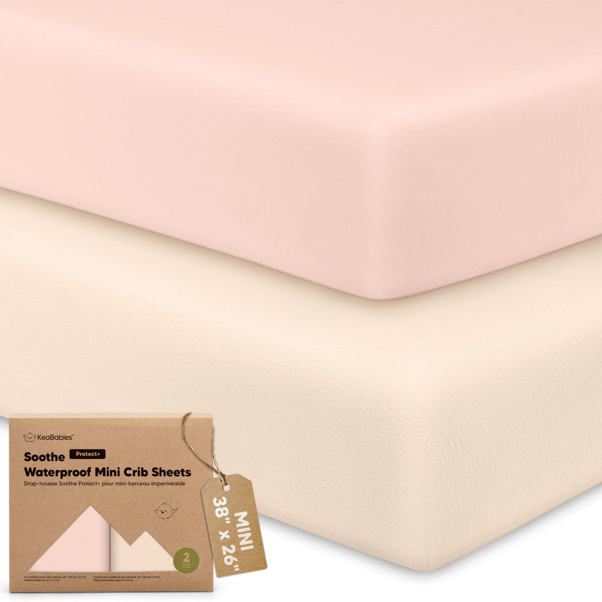 2pk Mini Crib Sheets Fitted 38x26 Pack N Play Mattress Sheet (Bumble Bear)