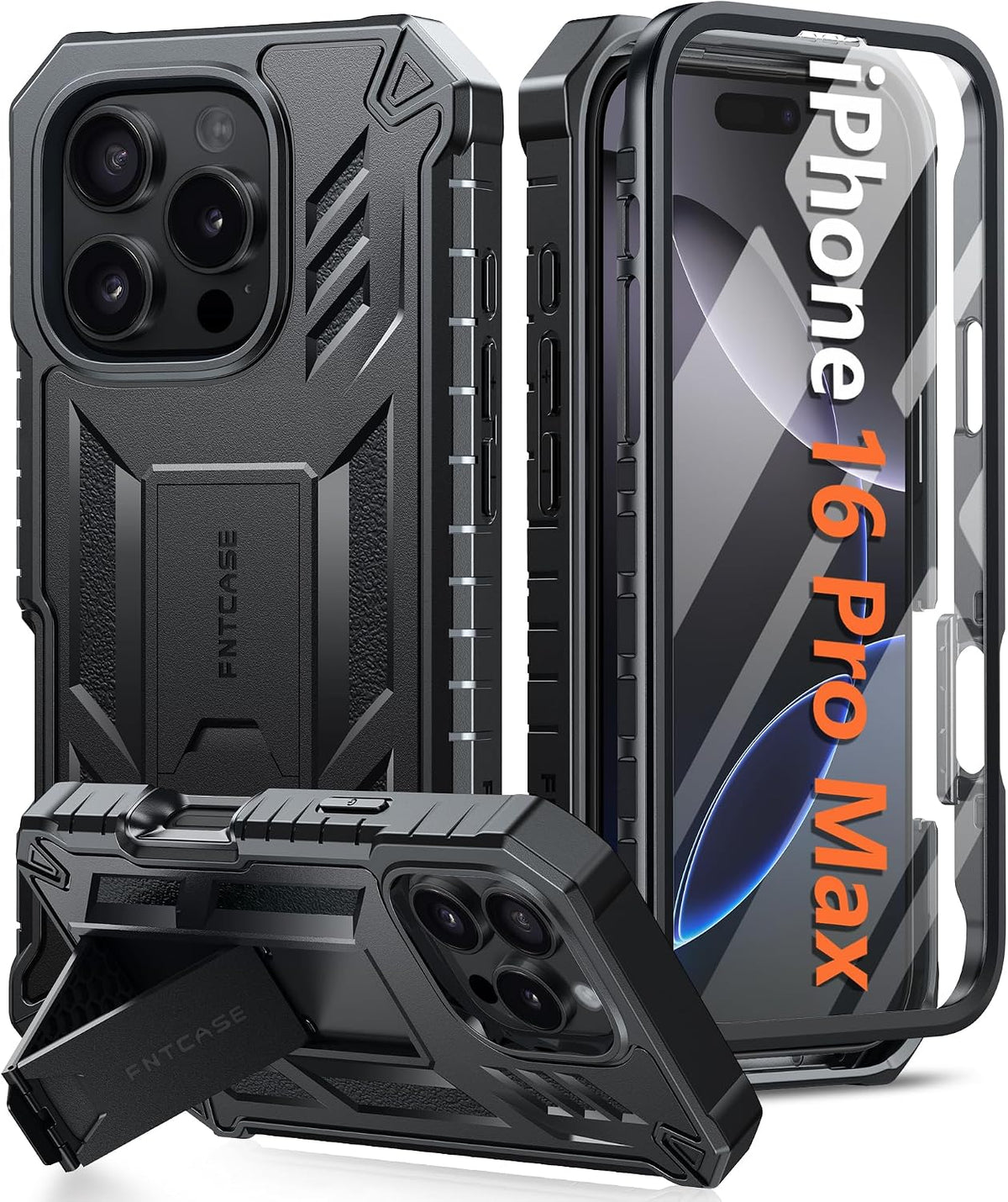 FNTCASE for iPhone 16 Case with Belt Clip and Built-in Screen Protector