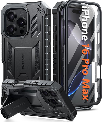 FNTCASE for iPhone 16 Case with Belt Clip and Built-in Screen Protector