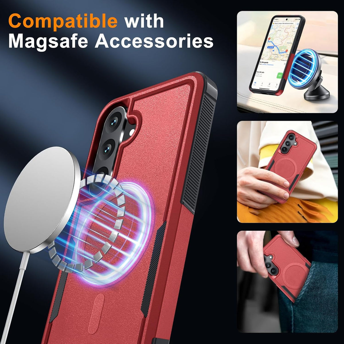 for Samsung Galaxy S24 FE Case, Full Body Heavy Duty Cover, Black Matte