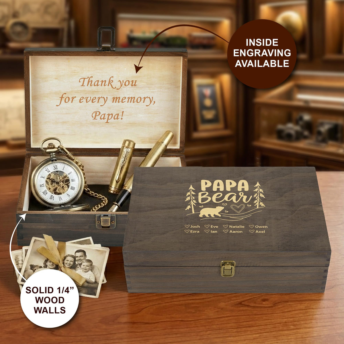 Personalized Wooden Keepsake Box, Custom Engraved Memory Box with Lid