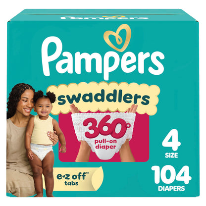 Pampers Diapers - Swaddlers 360° - Size 5, 116 Count, up to 100% Leakproof Comfy Dry Fit, Designed for Easy Changes, Pull On Baby Diaper