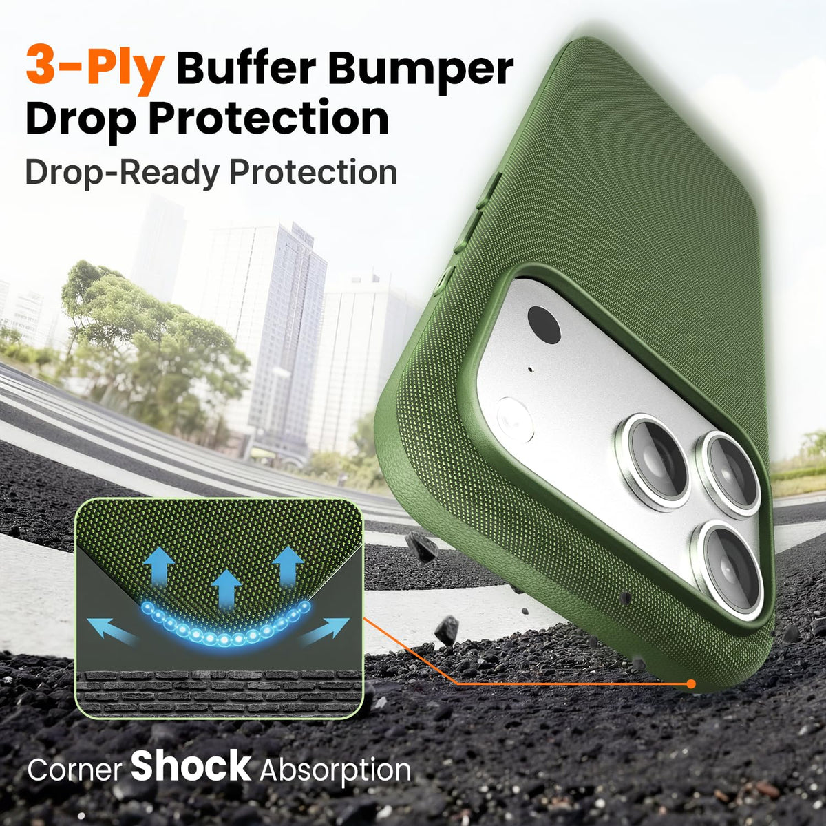Mkeke for iPhone 17 Pro Max Case Techwoven Green, [Compatible with MagSafe] [Camera Control Cover] [Premium Tech Woven Fabric] [Drop Protection] Shockproof Skin-Friendly