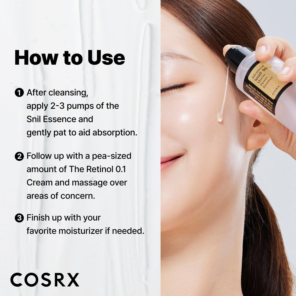 COSRX Snail Mucin 96% Repairing Serum for Sooothing & Hydrating 3.38 oz.