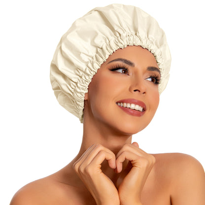 Edoneery Shower Caps for Women Reusable Waterproof, Shower Hair Cap