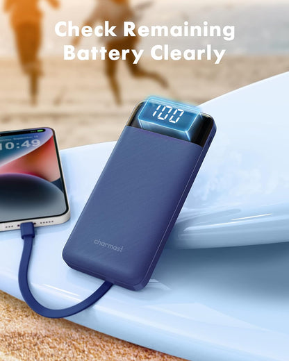 charmast Portable Charger Power Bank with Reinforced Built-in 4 Cables