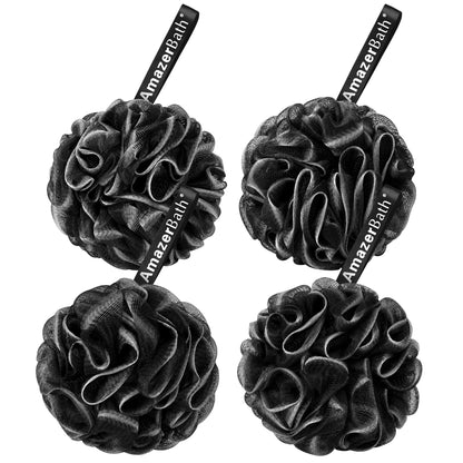 AmazerBath Loofah Sponge 75g/Piece, Exfoliating Bath Sponge Body Scrubber - Loofa Set of 4 Flower Color (Large, Green-Purple)