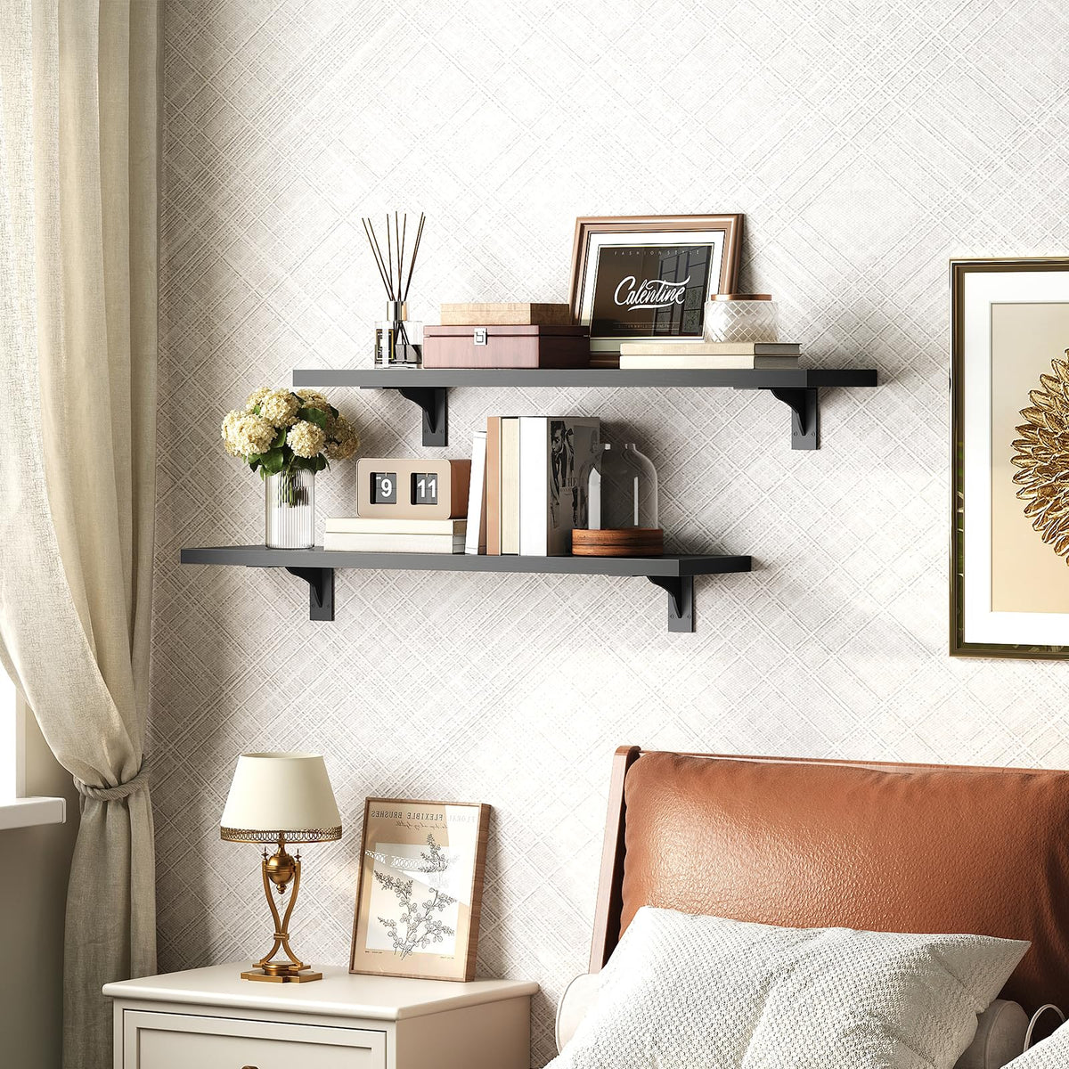 HOOBRO Floating Shelves for Wall, 15.7" Wall Mounted Shelves Set of 2