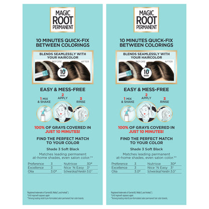 L'Oreal Paris Magic Root Permanent Hair Color Kit, 100% Gray Hair Coverage In Just 10 Minutes, Precision Brush Applicator for Seamless Application, 4 Dark Brown (1 Count)