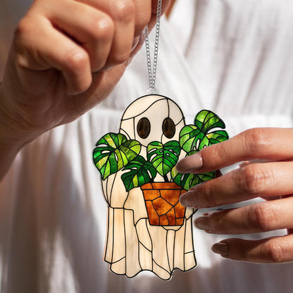 Halloween Plant Gifts, Stained Glass Window Hanging, Gothic Spooky Decor