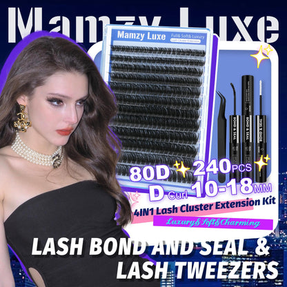 Lash Clusters Wispy 60D Eyelash Clusters 10-18mm Fluff Cluster Eyelash Extensions D Curl No Plastic Feel Individual Lashes Extension 240 Pcs Versatile False Eyelashes Clusters