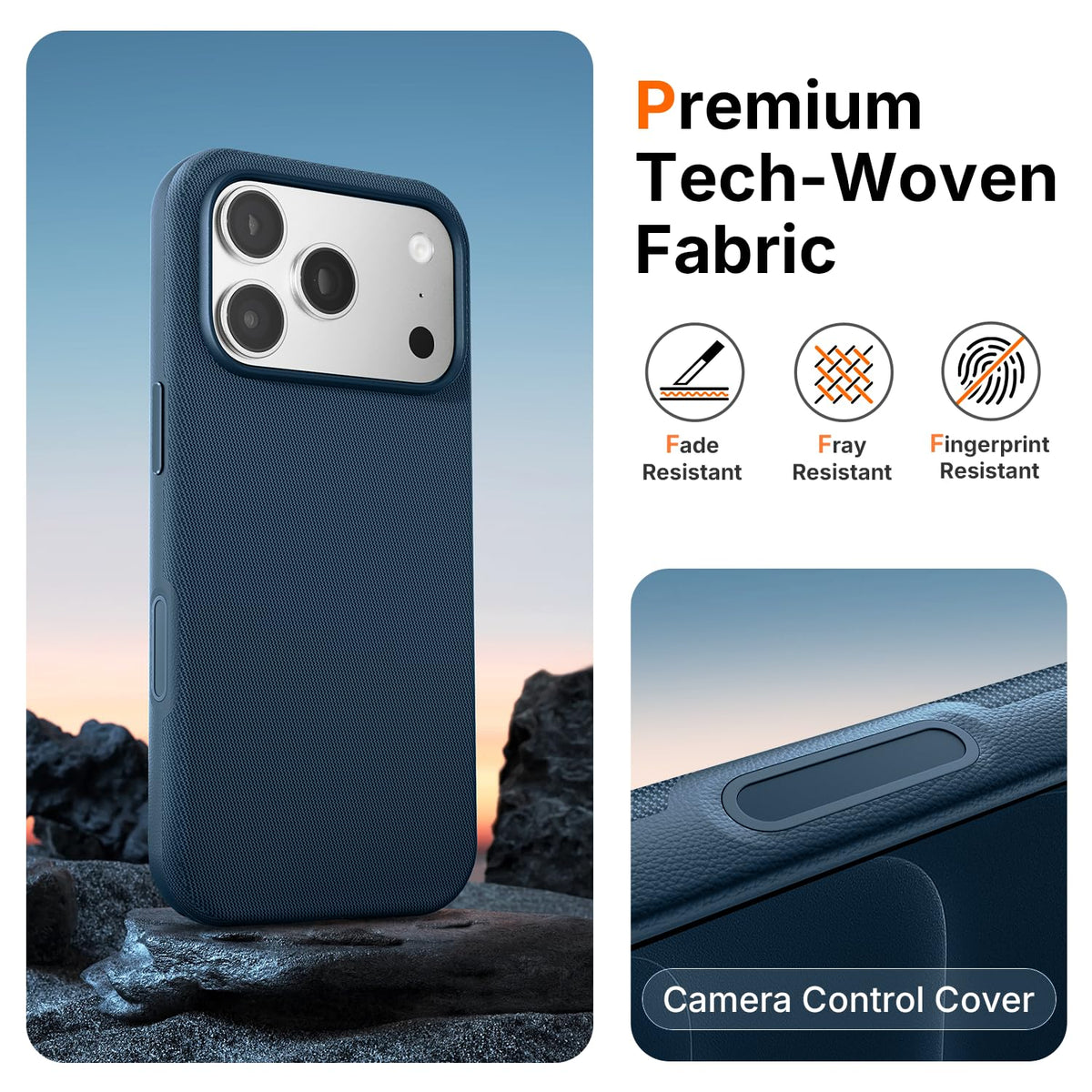 Mkeke for iPhone 17 Pro Max Case Techwoven Green, [Compatible with MagSafe] [Camera Control Cover] [Premium Tech Woven Fabric] [Drop Protection] Shockproof Skin-Friendly