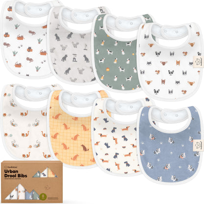 KeaBabies 8-Pack Organic Baby Bibs for Drooling and Teething (Sweet Charm)