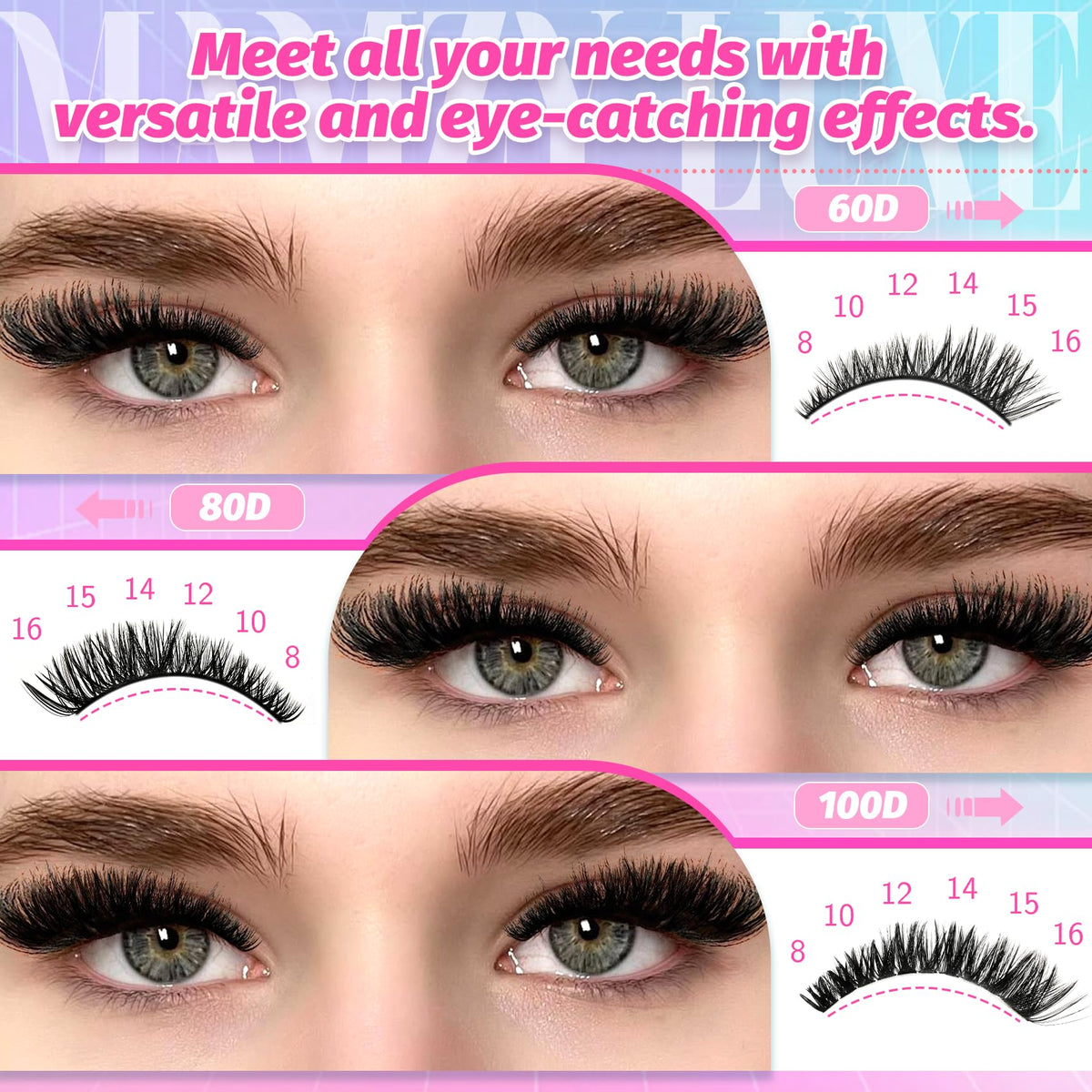 Lash Clusters Wispy 60D Eyelash Clusters 10-18mm Fluff Cluster Eyelash Extensions D Curl No Plastic Feel Individual Lashes Extension 240 Pcs Versatile False Eyelashes Clusters