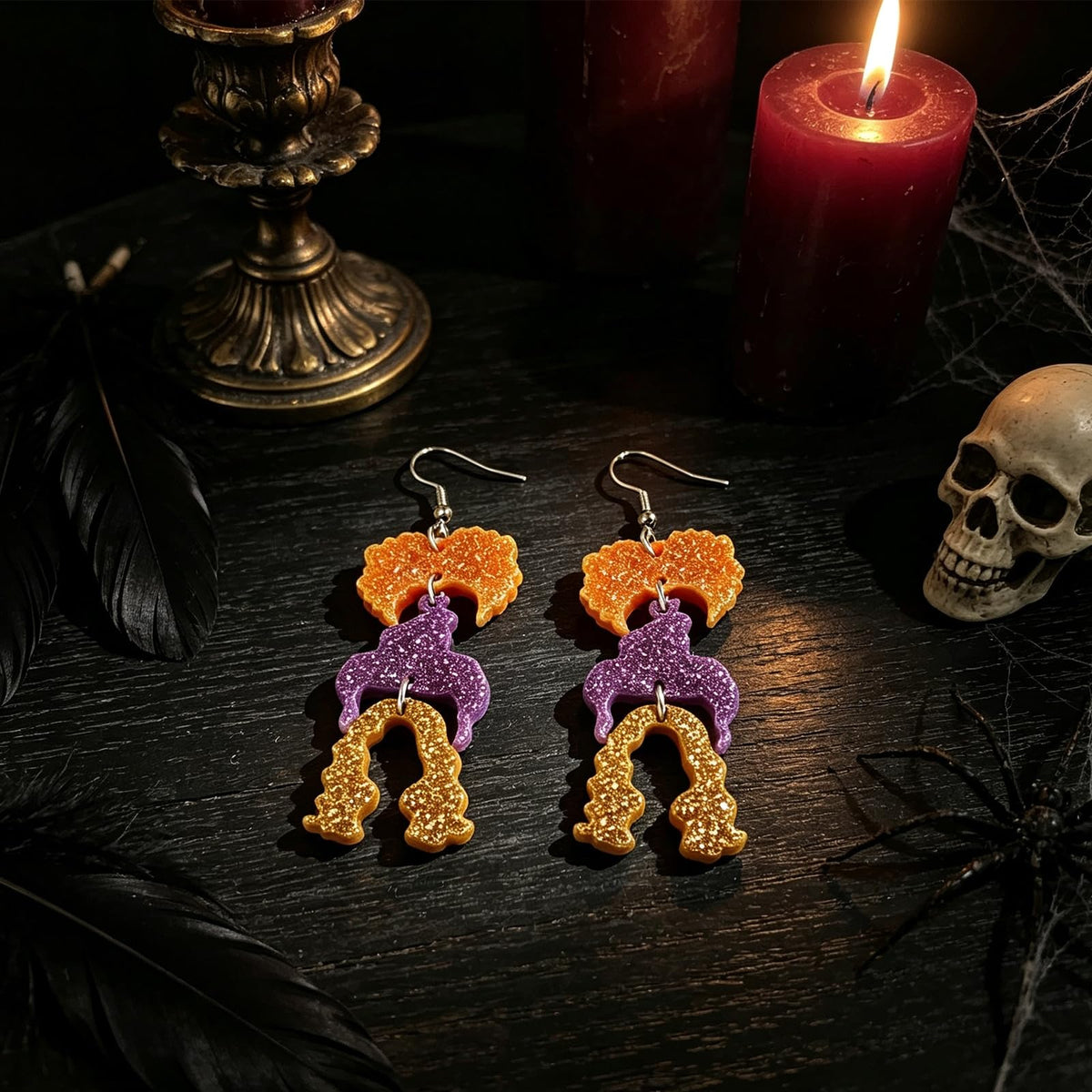 Hocus Pocus Earrings for Women Spooky Witch Halloween Pumpkin Earrings Halloween Accessories Witch Jewelry
