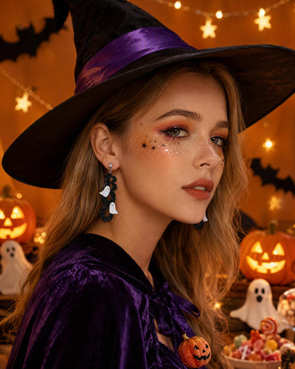 Halloween 3D Skeleton Skull Earrings BOO Ghost Earrings for Women