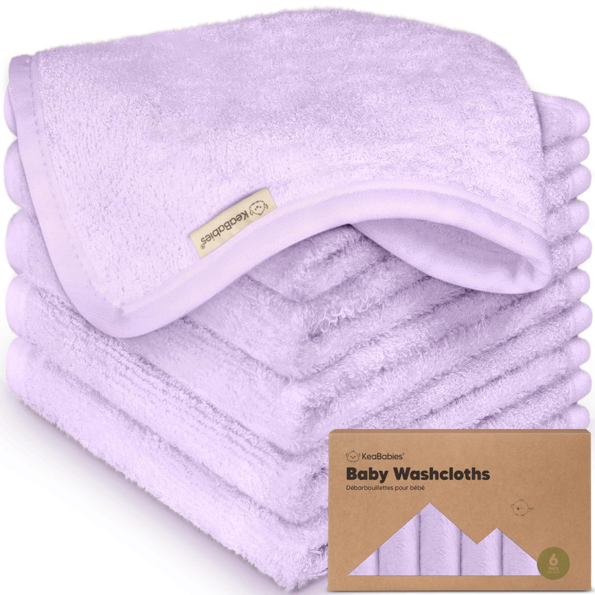 6-Pack Baby Washcloths, Soft Absorbent Washcloths for Face, Body (White)