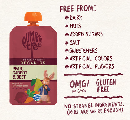 Pumpkin Tree Peter Rabbit Organics, Banana, Mango, and Kale, 4 Squeeze Pouch, Mango, Broccoli & Kale, 4.4 Ounce (Pack of 10)