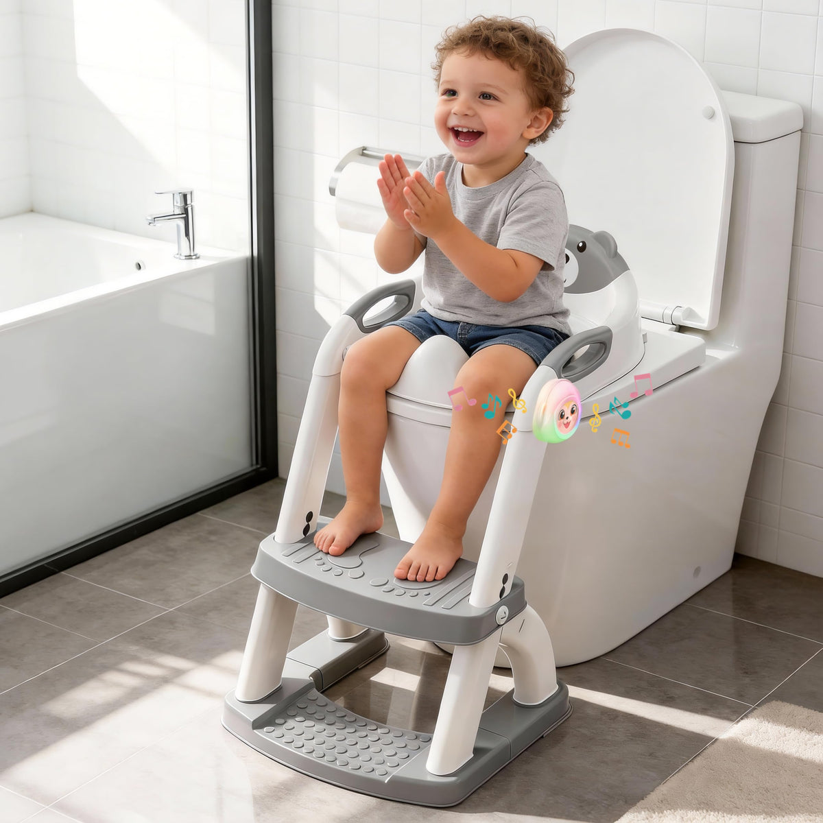 Potty Training Toilet for Toddlers, 2-in-1 Potty Training seat, Anti-Slip (Chocolate, Bear)