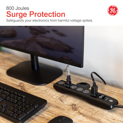 GE Surge Protector Power Strip, 2 Pack, 6 Ft Extension Cord