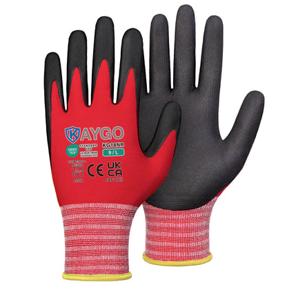 KAYGO Safety Work Gloves MicroFoam Nitrile Coated 12 Pairs, KG18NH