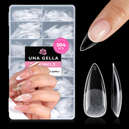 UNA GELLA Short Sharp Square Nail Tips 504pcs X-Soft Flat Square Nails