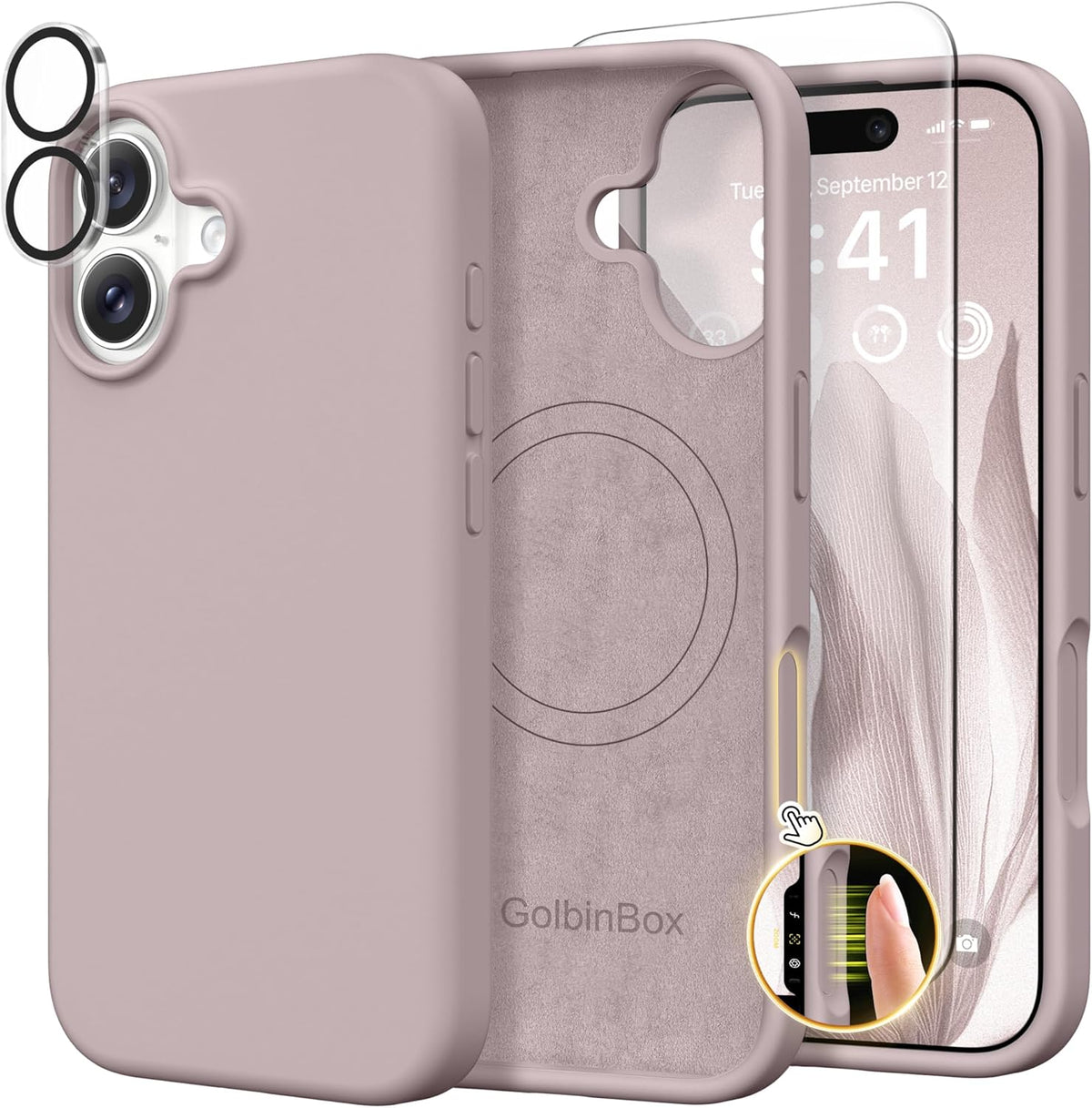 GolbinBox Magnetic for iPhone 13/14 Case, Silicone Cover, Blackcurrant