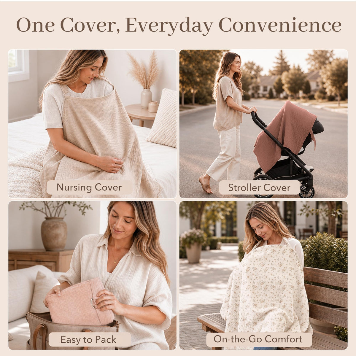 Konssy Muslin Nursing Cover Up for Breastfeeding with Rigid Hoop