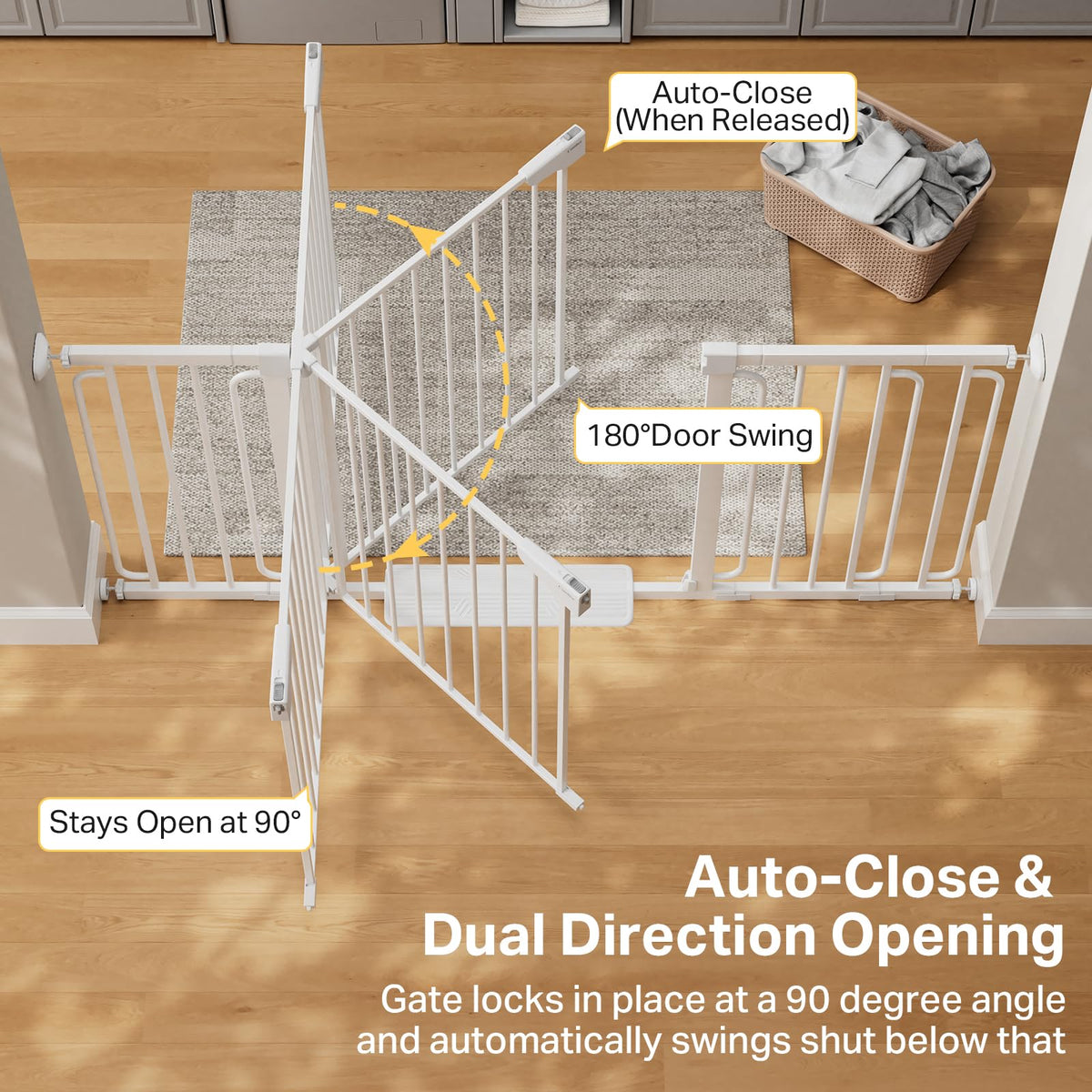 Cumbor 29.7-51.5 in Extra Wide Baby Gate for Stairs, Dog Gate Indoor Black