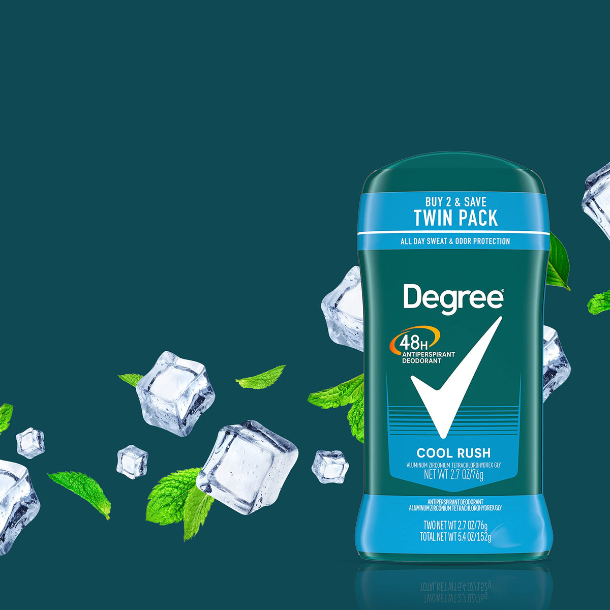 Degree Men Antiperspirant Deodorant, Cool Rush, Twin Pack, 2.7 oz