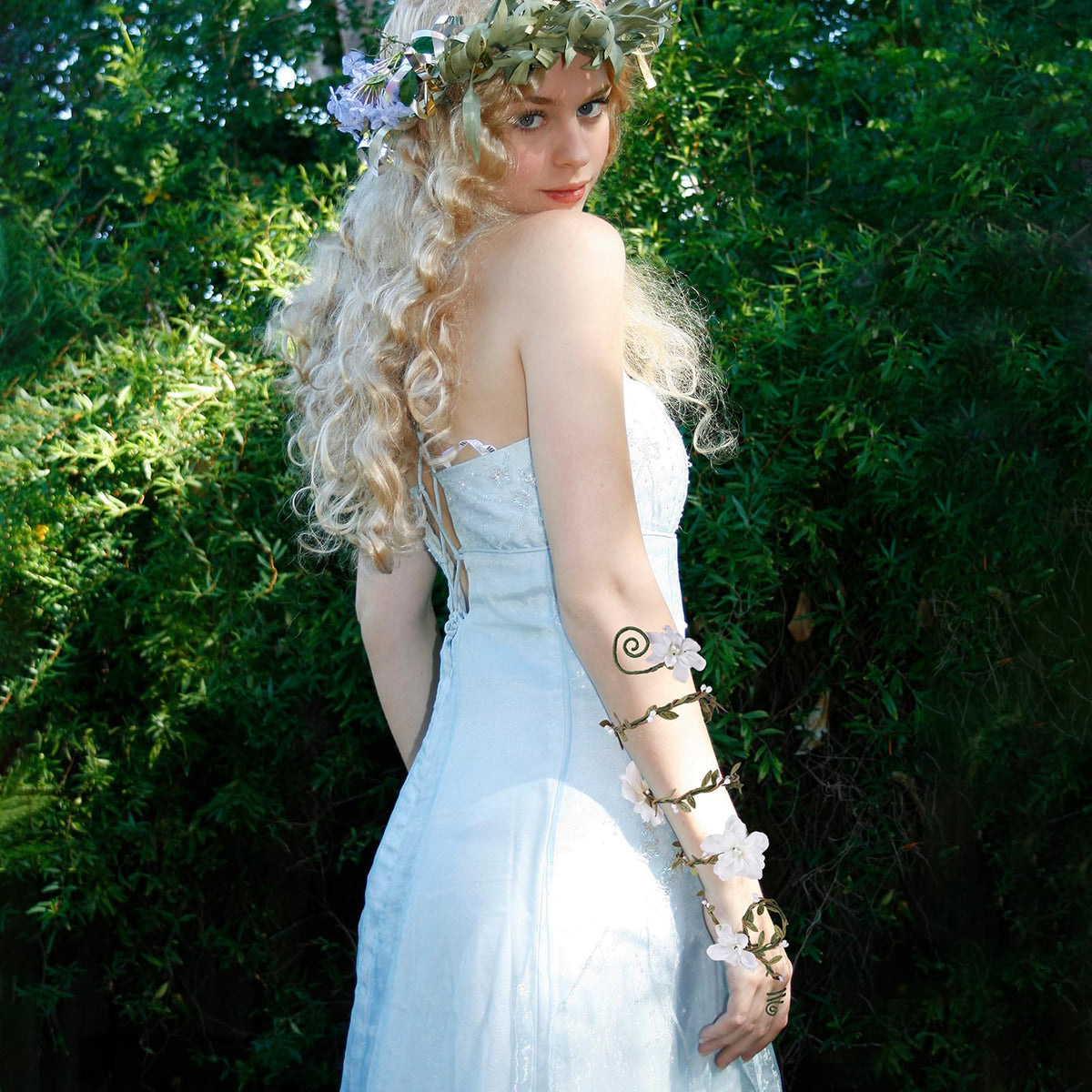 FRESHME Renaissance Fairy Floral Arm Wrap - 1 PC Elf Bracelet Mother Nature Costume Poison Ivy Costume Renfaire Accessories