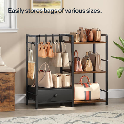 HOOBRO Purse Organizer Rack for Closet, 3-Tier Handbag Storage Stand