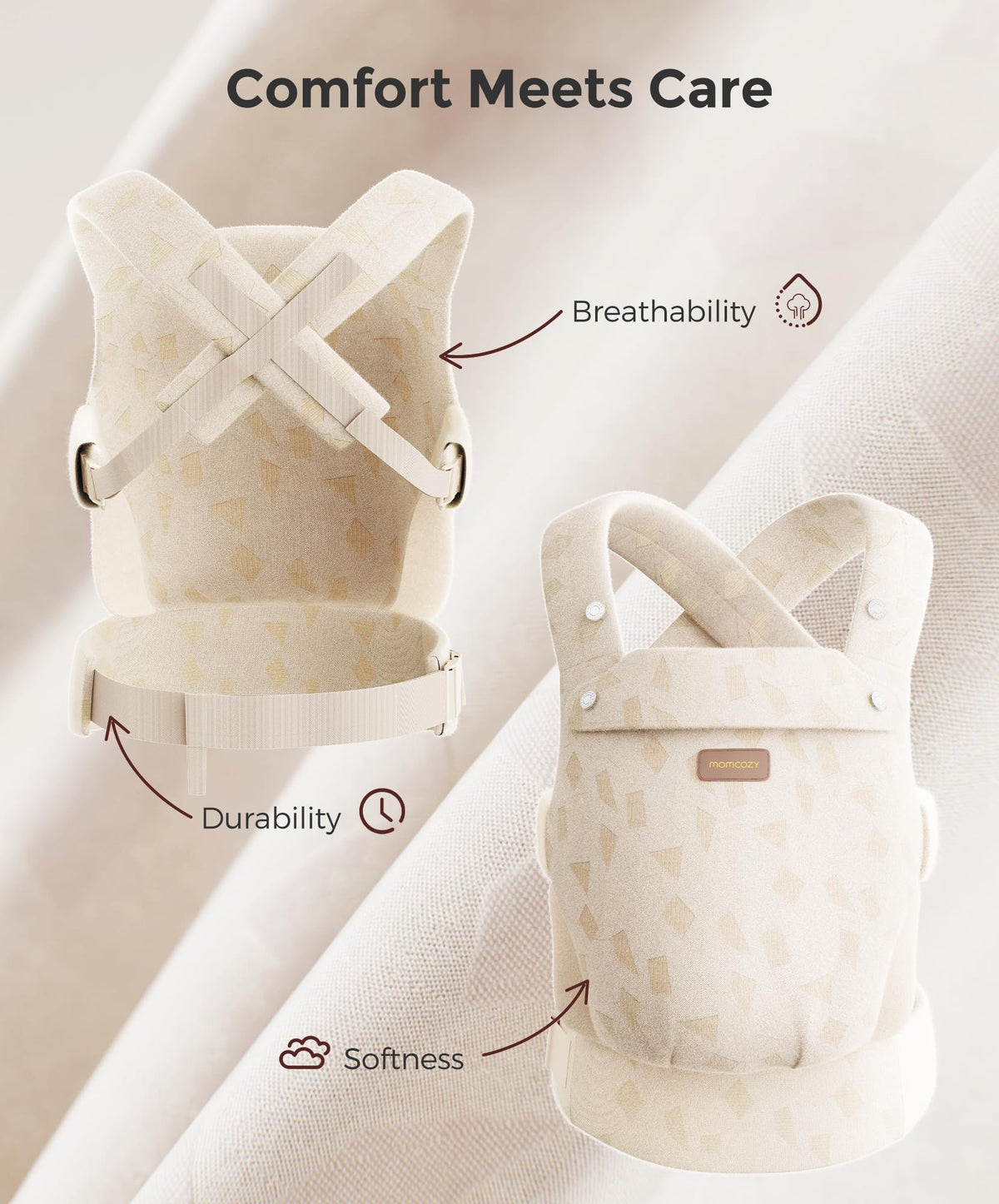 Momcozy PureHug Baby Carrier - Ergonomic, Cozy and Lightweight for 7-45 lbs