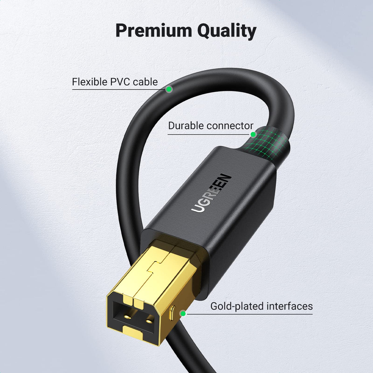 UGREEN USB A to B Printer Cable 5ft, High Speed for HP Canon Brother
